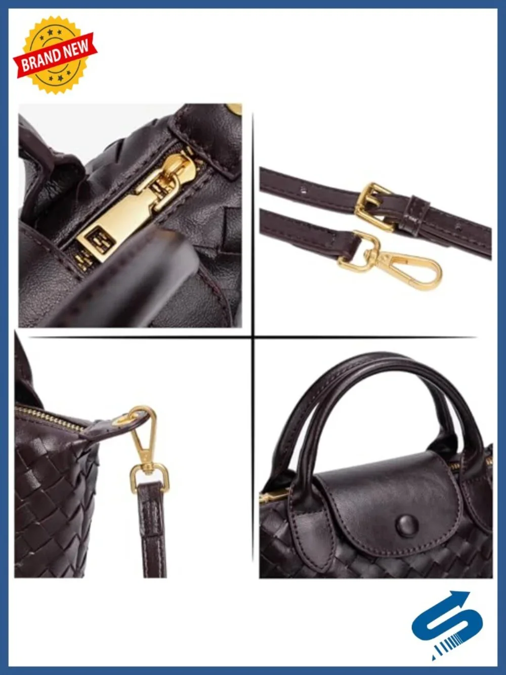 Handwoven Vegan Leather Dumpling Crossbody Bag with Adjustable Strap